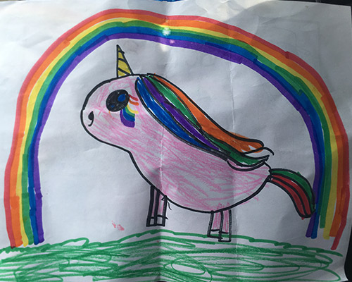 Icon of a bird with a rainbow symbolizes a healthy mind